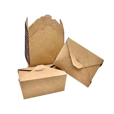 Quality Disposable Kraft Paper Folding Lunch Box Food Container Biodegradable Take Away Packaging Boxes factory