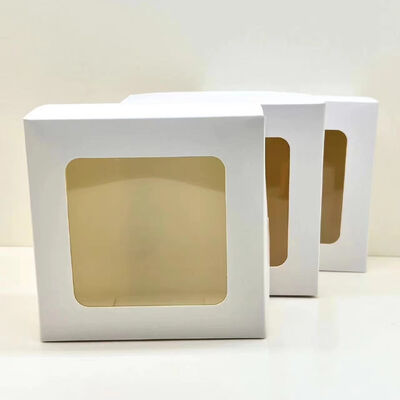 Good price ODM and OEM Waterproof Disposable Paper Box Custom Size White Cake Package Boxes With Window online